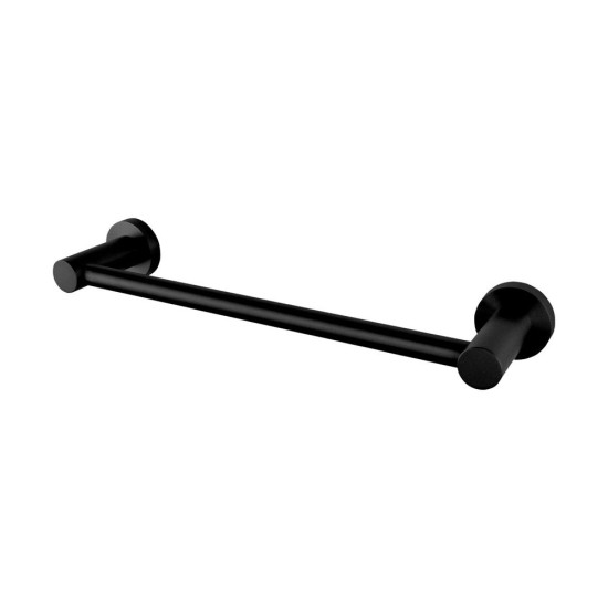 Round Matte Black Hand Towel Holder 347mm Wall Mounted