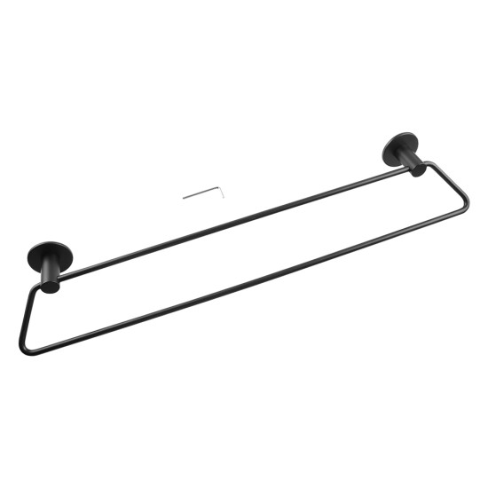 Zevi 600mm Self Adhesive Black Double Towel Rail Stainless Steel 304 Wall Mounted Drill Free