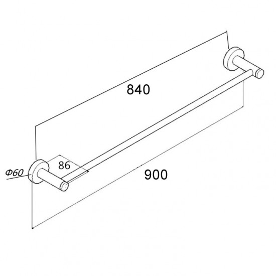 Pentro Round Brushed Nickel Single Towel Rack Rail 900mm CUT TO SIZE Stainless Steel 304