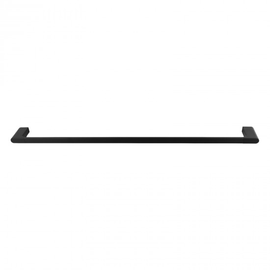 Square Matt Black Single Towel Rail 600mm Solid Brass Wall Mounted