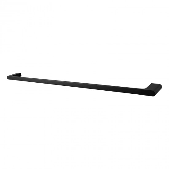 Square Matt Black Single Towel Rail 600mm Solid Brass Wall Mounted