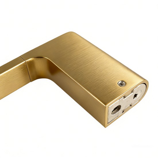 Square Brushed Yellow Gold Single Hand Towel Rail Stainless Steel Wall Mounted