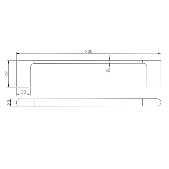 300mm Black Towel Holder Stainless Steel 304 Wall Mounted