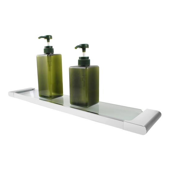 Chrome Single Glass Shelf Storage Brass Wall Mounted
