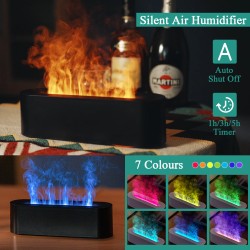 7 Color Light Flame Aroma Diffuser Ultrasonic Essential Oil Diffuser with  3 Timer Settings for Home Bedroom Black