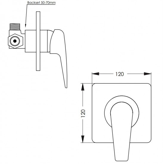 Aquatica All Pressures Saluto Shower Mixer With Round Bath Spout Chrome Set