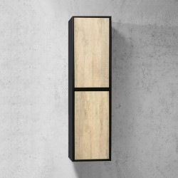 1600mm HEIGHT PLYWOOD TALL CABINET BLACK & LIGHT OAK