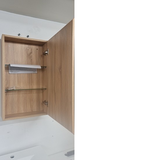 450x150x750mm Plywood 1-Door Light Oak Mirror Cabinet 