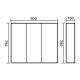 900x150x750mm Plywood 3-Door White Mirror Cabinet 