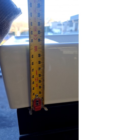 PICCOLO 420X220X500MM PLYWOOD WALL HUNG VANITY - BLACK AND LIGHT OAK WITH CERAMIC TOP