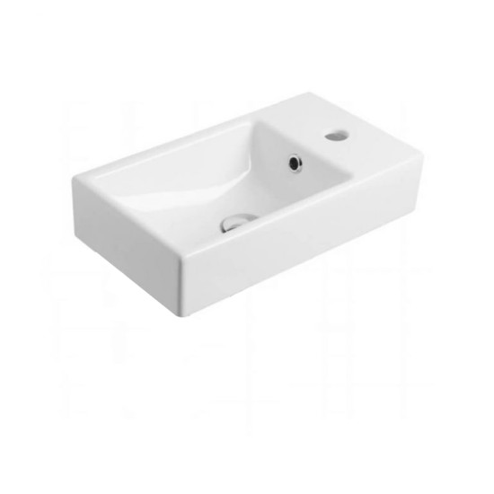 PICCOLO 420X220X500MM PLYWOOD WALL HUNG VANITY - BLACK AND LIGHT OAK WITH CERAMIC TOP