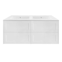 HAMPTON 1200X460X580MM PLYWOOD WALL HUNG VANITY - MATTE  WHITE WITH DOUBLE CERAMIC TOP