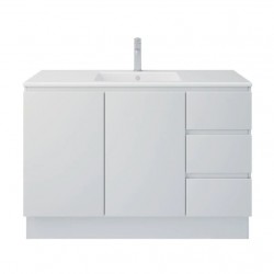 MADRID 1010X460X850MM PLYWOOD FLOOR STANDING VANITY - GLOSS WHITE WITH CERAMIC TOP