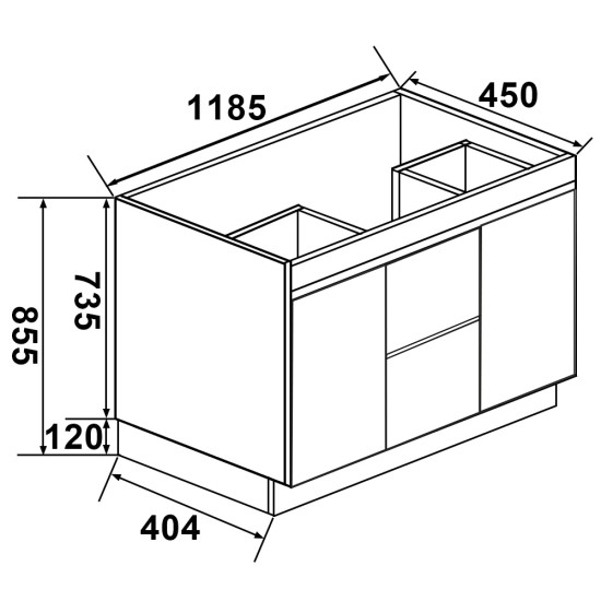 MADRID 1200X460X850MM PLYWOOD FLOOR STANDING VANITY - GLOSS WHITE WITH DOUBLE CERAMIC TOP
