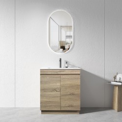 MADRID 600X460X850MM PLYWOOD FLOOR STANDING VANITY - LIGHT OAK WITH CERAMIC TOP