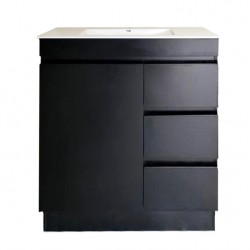 MADRID 750X460X850MM PLYWOOD FLOOR STANDING VANITY - BLACK WITH CERAMIC TOP