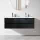 NELSON 1500X460X580MM PLYWOOD WALL HUNG VANITY - BLACK WITH DOUBLE CERAMIC TOP