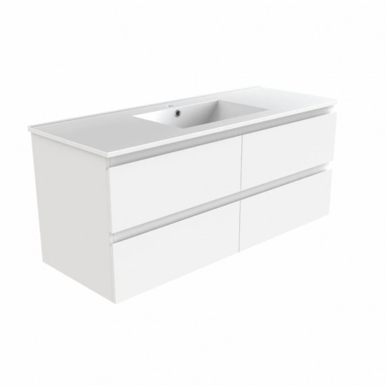 NELSON 1500X460X580MM PLYWOOD WALL HUNG VANITY - GLOSS WHITE WITH CERAMIC TOP