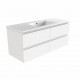 NELSON 1500X460X580MM PLYWOOD WALL HUNG VANITY - GLOSS WHITE WITH CERAMIC TOP