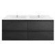 NELSON 1800X460X580MM PLYWOOD WALL HUNG VANITY - BLACK WITH DOUBLE POLYMARBLE TOP