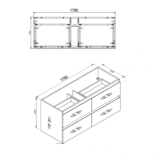 NELSON 1800X460X580MM PLYWOOD WALL HUNG VANITY - LIGHT OAK WITH DOUBLE POLYMARBLE TOP