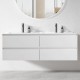 NELSON 1800X460X580MM PLYWOOD WALL HUNG VANITY - GLOSS WHITE WITH DOUBLE POLYMARBLE TOP