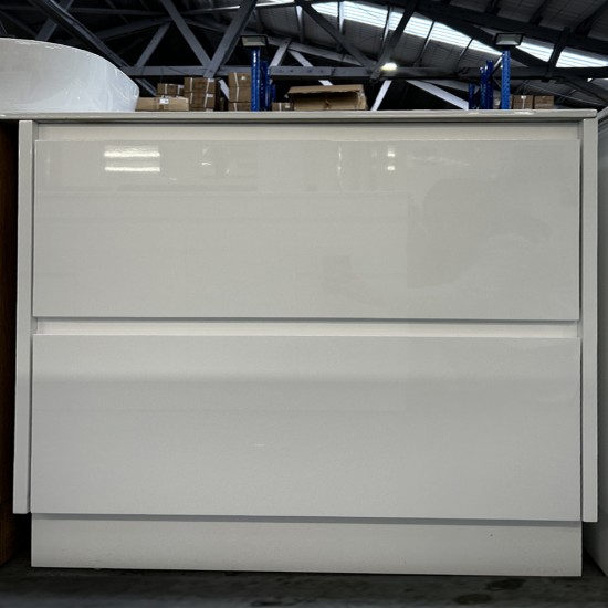 POLO 900X460X850MM PLYWOOD FLOOR STANDING VANITY - WHITE GLOSS WITH CERAMIC TOP