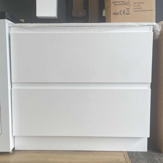 POLO 900X460X850MM PLYWOOD FLOOR STANDING VANITY - WHITE GLOSS WITH CERAMIC TOP