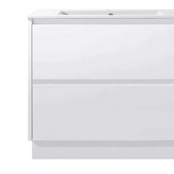 POLO 1000X450X850MM PLYWOOD FLOOR STANDING VANITY - GLOSS WHITE WITH CERAMIC TOP