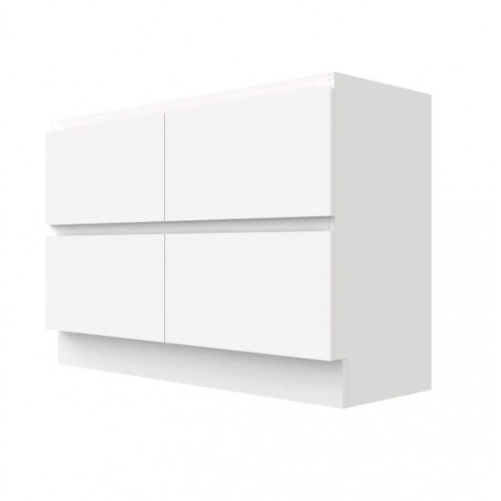 POLO 1800X450X850MM PLYWOOD FLOOR STANDING VANITY - GLOSS WHITE WITH DOUBLE POLYMARBLE TOP
