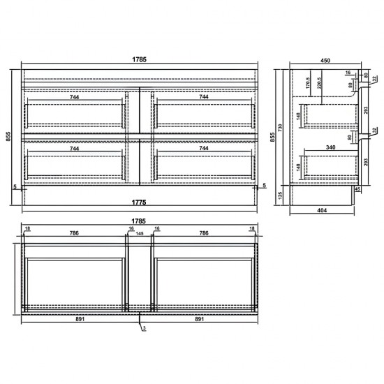 POLO 1800X450X850MM PLYWOOD FLOOR STANDING VANITY - GLOSS WHITE WITH DOUBLE POLYMARBLE TOP