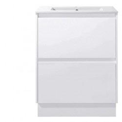 POLO 600X460X850MM PLYWOOD FLOOR STANDING VANITY - GLOSS WHITE WITH CERAMIC TOP