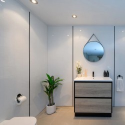 POLO 1000X460X850MM PLYWOOD FLOOR STANDING VANITY - BLACK AND LIGHT OAK WITH CERAMIC TOP