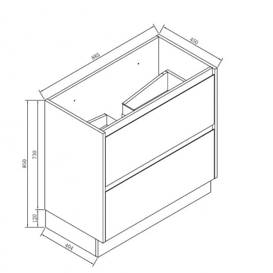 POLO 900X460X850MM PLYWOOD FLOOR STANDING VANITY - BLACK AND LIGHT OAK WITH BLACK POLYMARBLE TOP