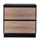POLO 900X460X850MM PLYWOOD FLOOR STANDING VANITY - BLACK AND LIGHT OAK WITH BLACK POLYMARBLE TOP