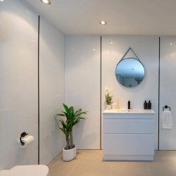 SLIM 900X360X860MM PLYWOOD FLOOR STANDING VANITY - GlOSS WHITE WITH CERAMIC TOP