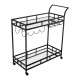 Bar Trolley with Mirror Shelves Rolling Wine and Service Trolley With Wine Rack And Glass Holder Modern Home Bar Storage Trolley Suitable for Kitchen and Restaurant