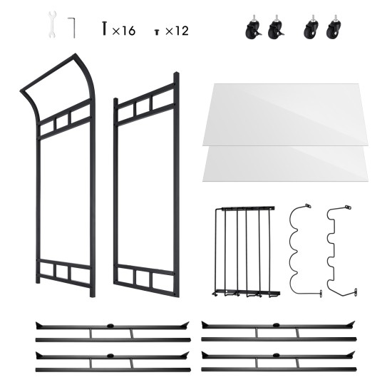 Bar Trolley with Mirror Shelves Rolling Wine and Service Trolley With Wine Rack And Glass Holder Modern Home Bar Storage Trolley Suitable for Kitchen and Restaurant