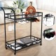 Bar Trolley with Mirror Shelves Rolling Wine and Service Trolley With Wine Rack And Glass Holder Modern Home Bar Storage Trolley Suitable for Kitchen and Restaurant