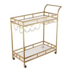 Bar Trolley with Glass Shelves Rolling Wine and Service Trolley With Wine Rack And Glass Holder Modern Home Bar Storage Trolley Suitable for Kitchen and Restaurant
