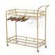 Bar Trolley with Glass Shelves Rolling Wine and Service Trolley With Wine Rack And Glass Holder Modern Home Bar Storage Trolley Suitable for Kitchen and Restaurant