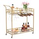 Bar Trolley with Glass Shelves Rolling Wine and Service Trolley With Wine Rack And Glass Holder Modern Home Bar Storage Trolley Suitable for Kitchen and Restaurant