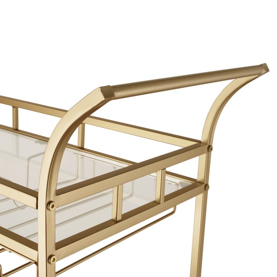 Bar Trolley with Glass Shelves Rolling Wine and Service Trolley With Wine Rack And Glass Holder Modern Home Bar Storage Trolley Suitable for Kitchen and Restaurant