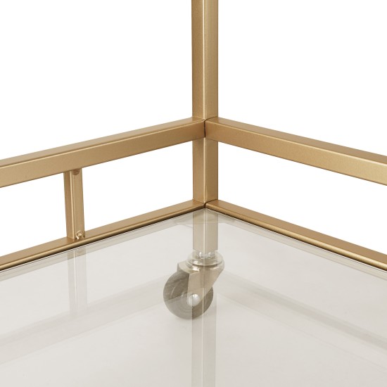 Bar Trolley with Glass Shelves Rolling Wine and Service Trolley With Wine Rack And Glass Holder Modern Home Bar Storage Trolley Suitable for Kitchen and Restaurant