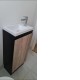 YOLO 400X250X850MM PLYWOOD FLOOR STANDING VANITY - BLACK AND LIGHT OAK WITH CERAMIC TOP