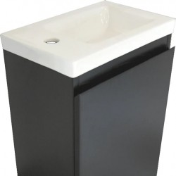 YOLO 400X250X850MM PLYWOOD FLOOR STANDING VANITY - BLACK WITH CERAMIC TOP