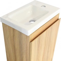 YOLO 400X250X850MM PLYWOOD FLOOR STANDING VANITY - LIGHT OAK WITH CERAMIC TOP