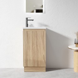 YOLO 400X250X850MM PLYWOOD FLOOR STANDING VANITY - LIGHT OAK WITH CERAMIC TOP
