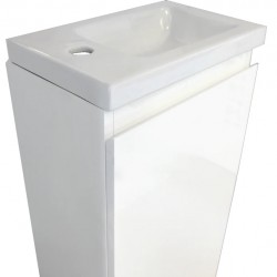 YOLO 400X250X850MM PLYWOOD FLOOR STANDING VANITY - WHITE GLOSS WITH CERAMIC TOP