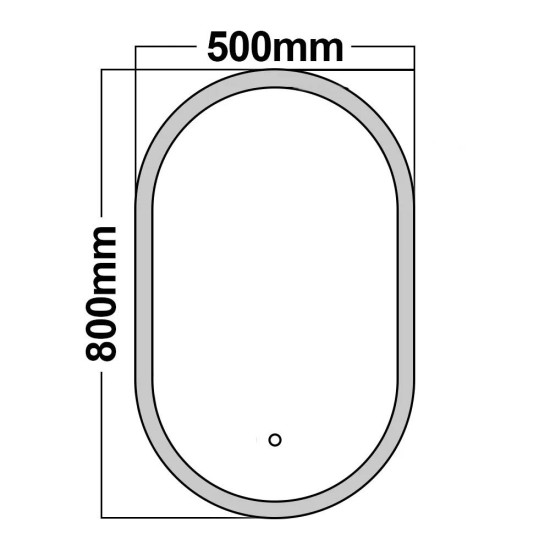 500x800mm Led Mirror Oblong Racetrack LED Wall Mirror Anti Fog Switch 3 Colours Lighting